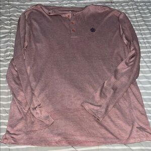 Men's Pink Long Sleeve Henley Shirt